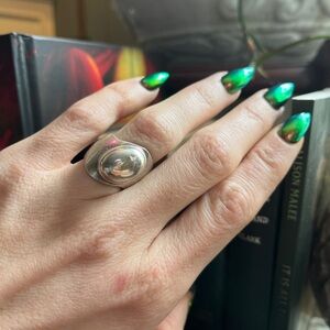 Sterling Silver Oval Statement Ring - Silver